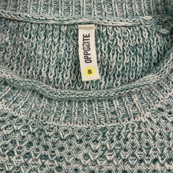 Opposite Womens Sweater Size S Teal Chunky Knit Soft Cropped Cozy Chic - Picture 3 of 8